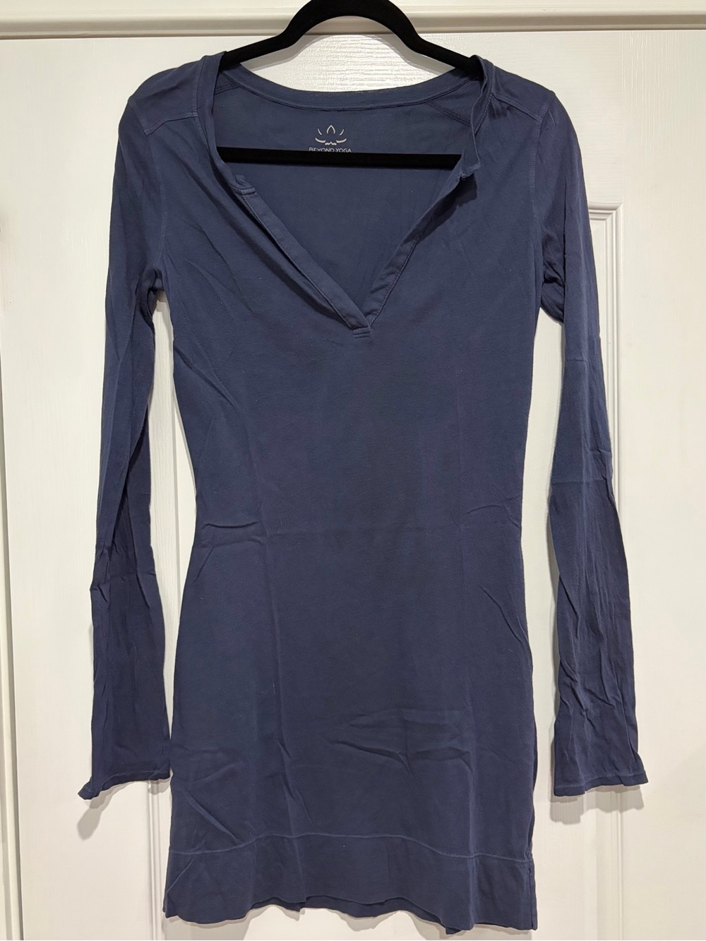 Beyond Yoga Long Sleeve V-Neck Sleep Dress Slate Blue (XS)